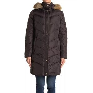 NWT MICHAEL Michael Kors Missy 3/4 Down Faux Fur Trim Jacket Coat